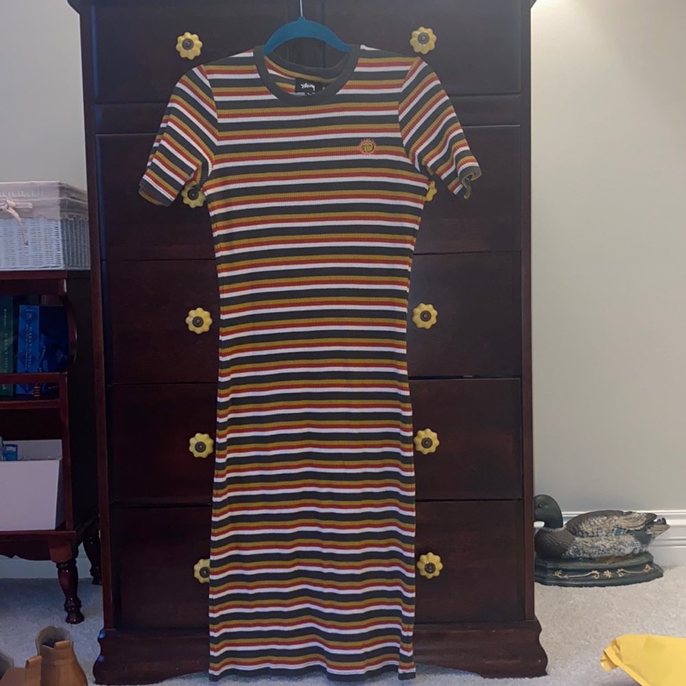 STUSSY midi Striped dress